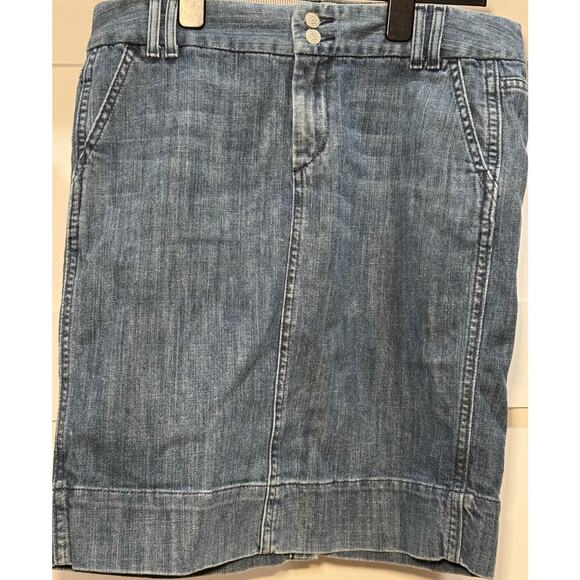 Vtg GAP Limited Edition Medium Wash Blue Denim Knee Pencil Skirt 4 Pockets Size6 - Picture 1 of 9